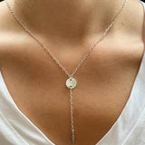 Silver Disc Lariat Necklace