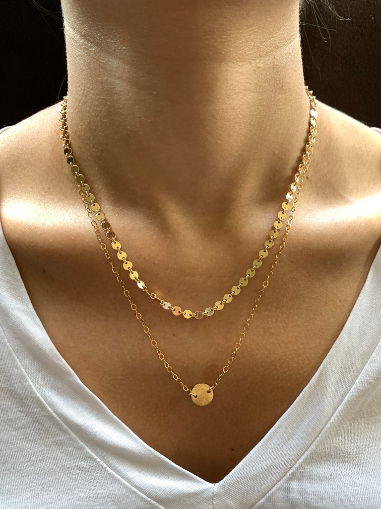 18K Yellow Gold Double Curb Link Chain Necklace - modaselle