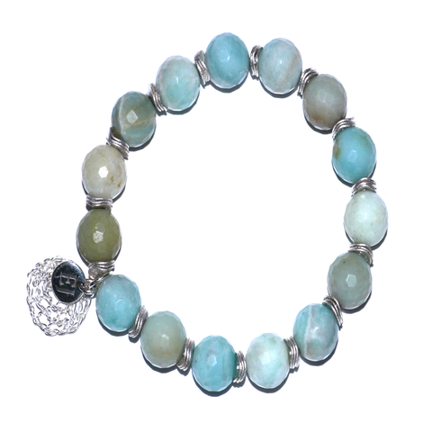 Aquamarine with Silver Accents Beaded Bracelet