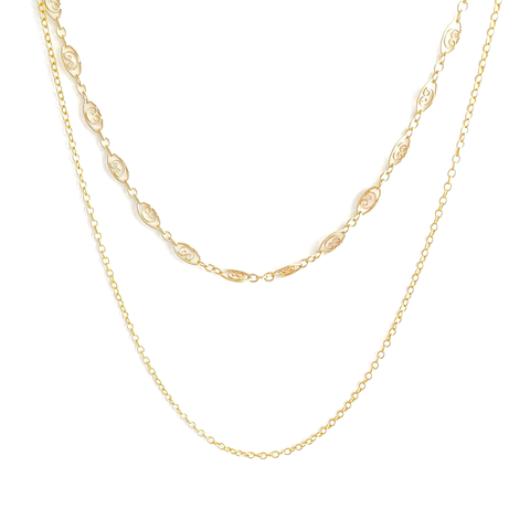 Double Layer Filigree Chain Necklace