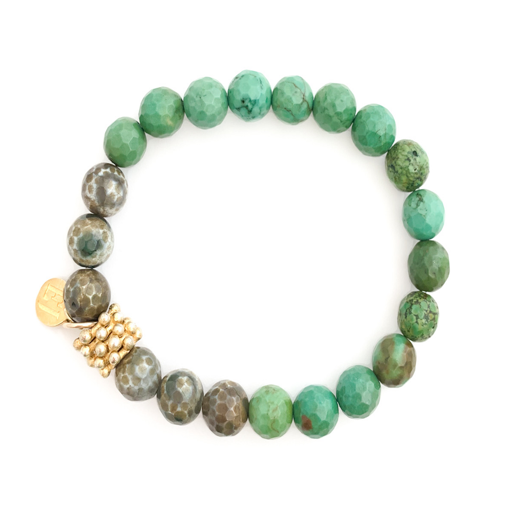 Green Multi-Colored Beaded Bracelet