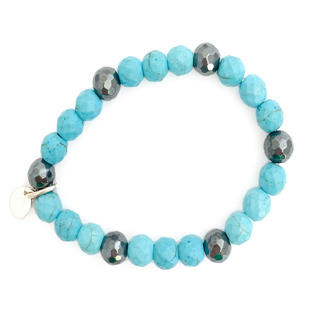 Turquoise Beaded Bracelet with Silver Accents